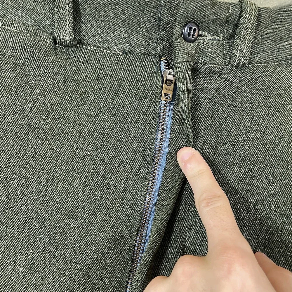 True Vtg 50s Whipcord Pants Mens 32x32 Worsted Wool Allen Mfg Repaired Flowy
